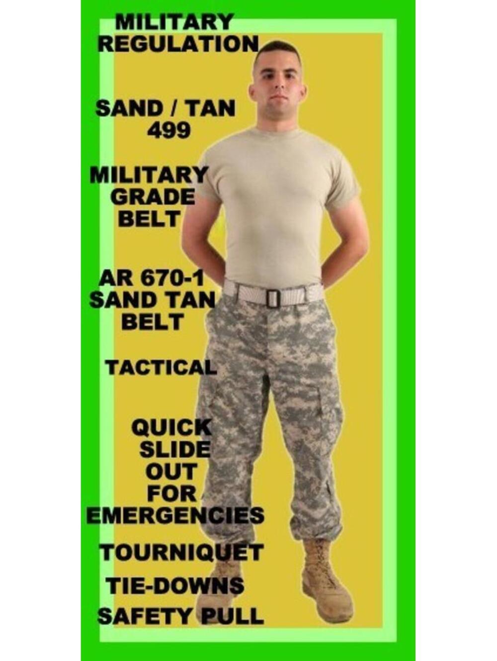 USGI QUICK SLIDE OUT MILITARY TACTICAL UNIFORM DSCP Tan 499 RIGGER Sand BELT 52